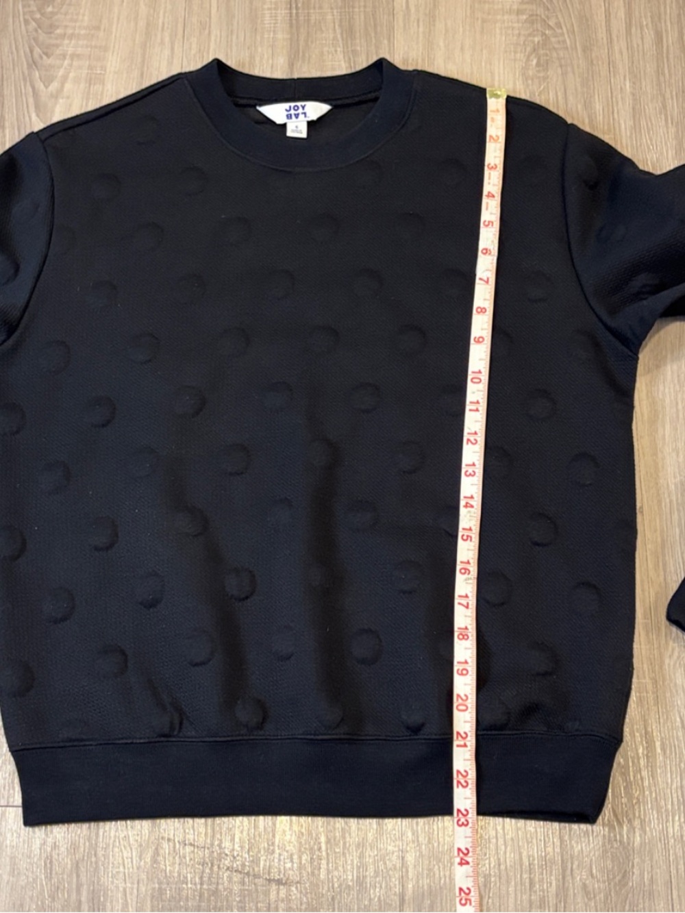 JoyLab Black Textured Dot Sweatshirt Size Small - Picture 10 of 10